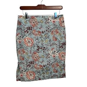 LOFT Outlet Women's Floral Midi‎ Skirt Blue Size 4 Casual Spring